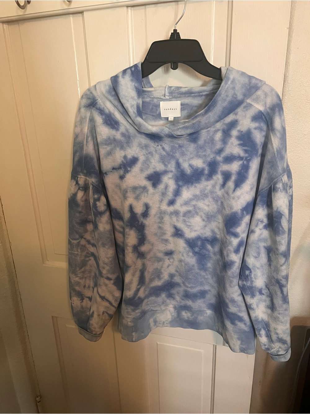 sundays Blue and White Tie-Dye Hooded Sweatshirt